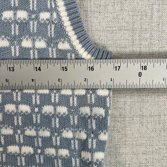 Abercrombie and Fitch V Neck Sweater Vest Pullover Womens L Blue White Knit - Picture 5 of 6